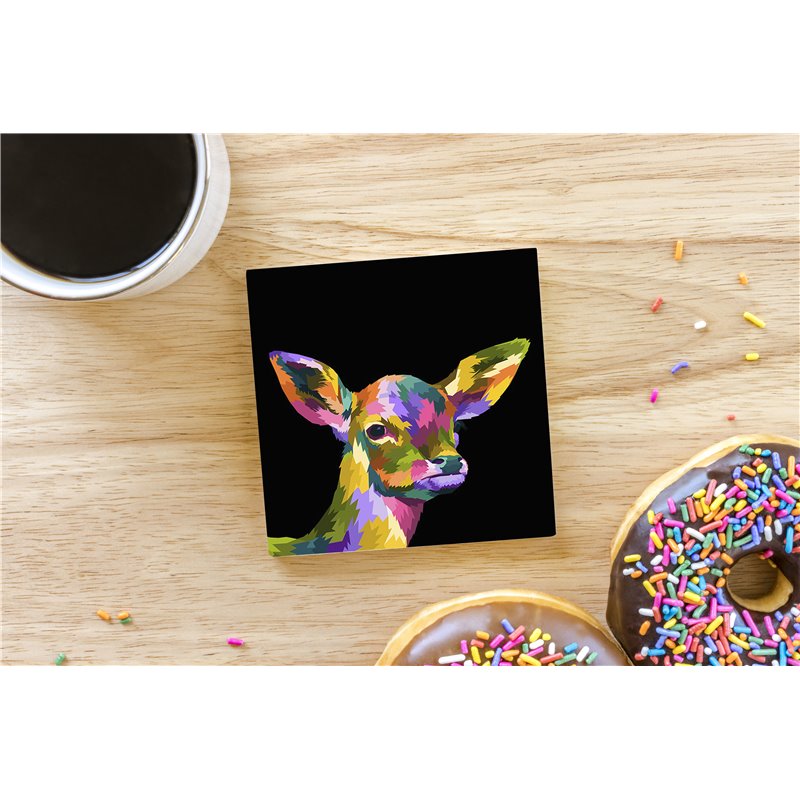 Tech Ceramic Coaster - 10cm  -  Wood ( 9)