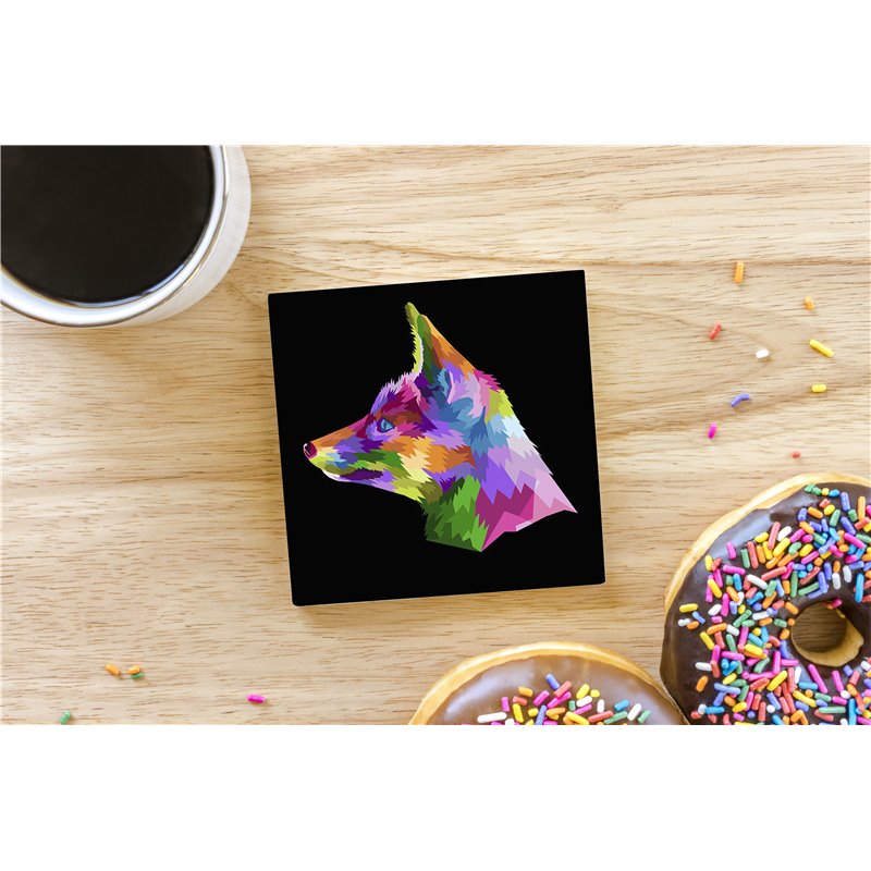 Tech Ceramic Coaster - 10cm  -  Wood ( 10)