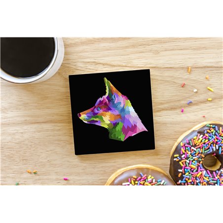 Tech Ceramic Coaster - 10cm  -  Wood ( 10)