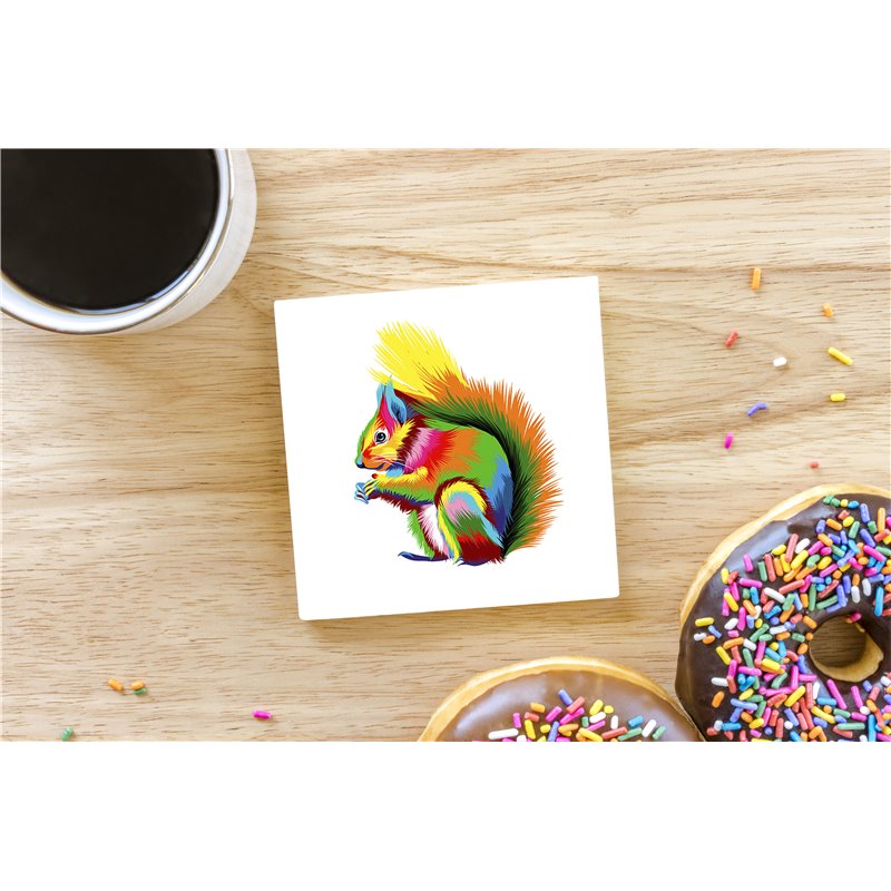 Tech Ceramic Coaster - 10cm  -  Wood ( 14)