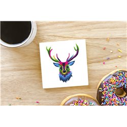 Tech Ceramic Coaster - 10cm  -  Wood ( 16)