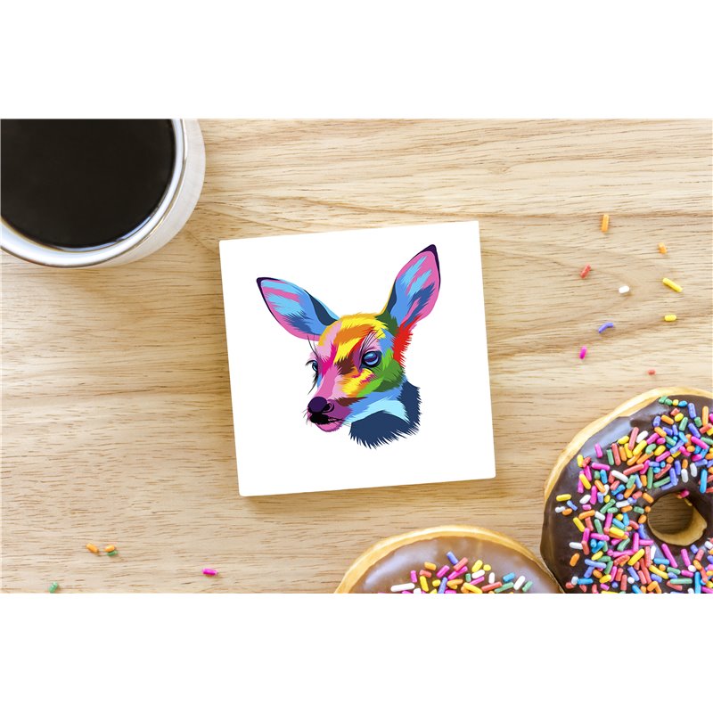 Tech Ceramic Coaster - 10cm  -  Wood ( 18)