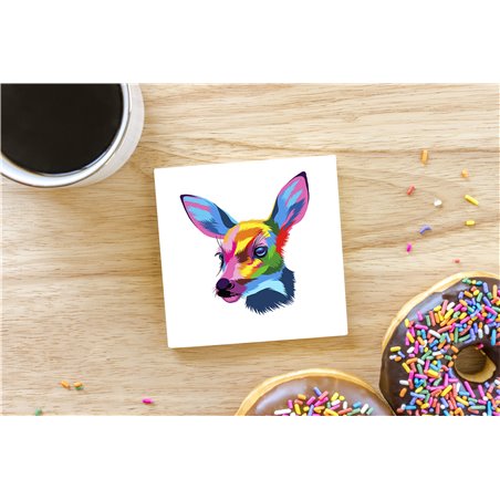 Tech Ceramic Coaster - 10cm  -  Wood ( 18)