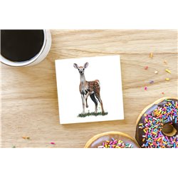 Tech Ceramic Coaster - 10cm  -  Wood ( 19)