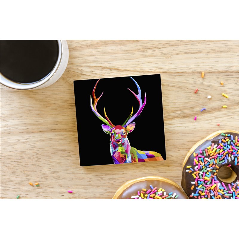 Tech Ceramic Coaster - 10cm  -  Wood ( 22)