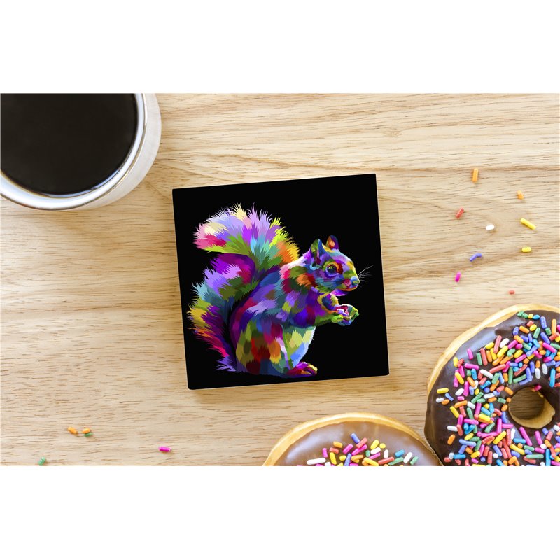 Tech Ceramic Coaster - 10cm  -  Wood ( 24)