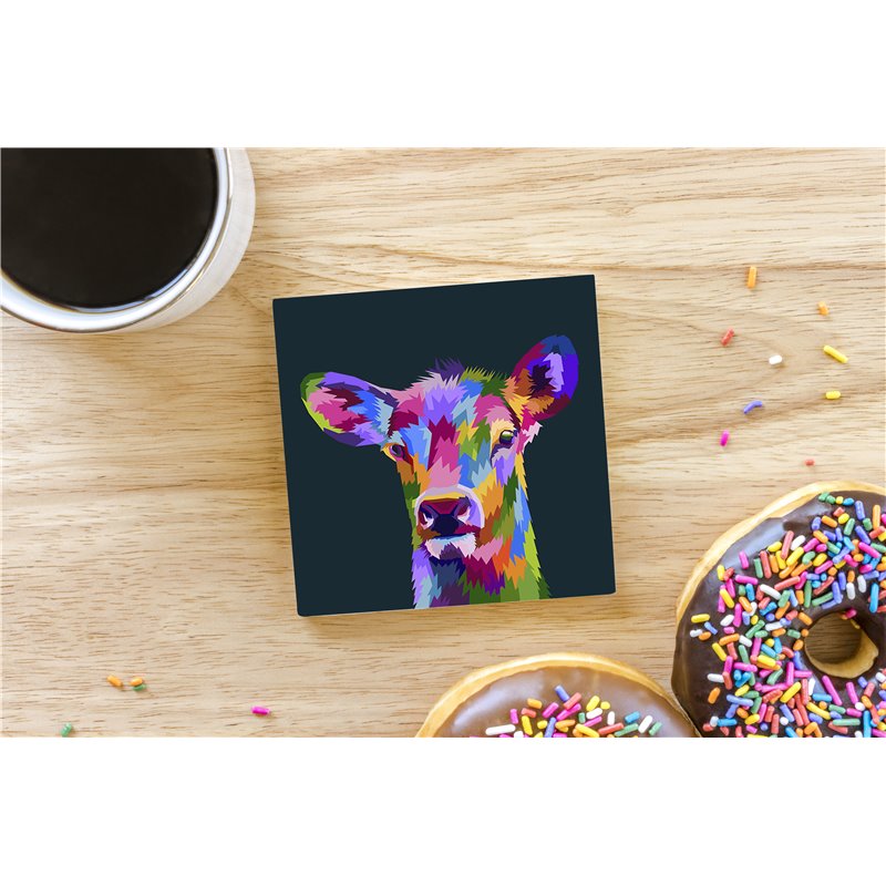 Tech Ceramic Coaster - 10cm  -  Wood ( 26)