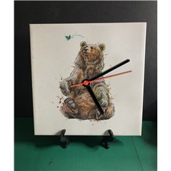 Tech 20cm Ceramic Tile Desk/Wall Clock   -  Bear(3)