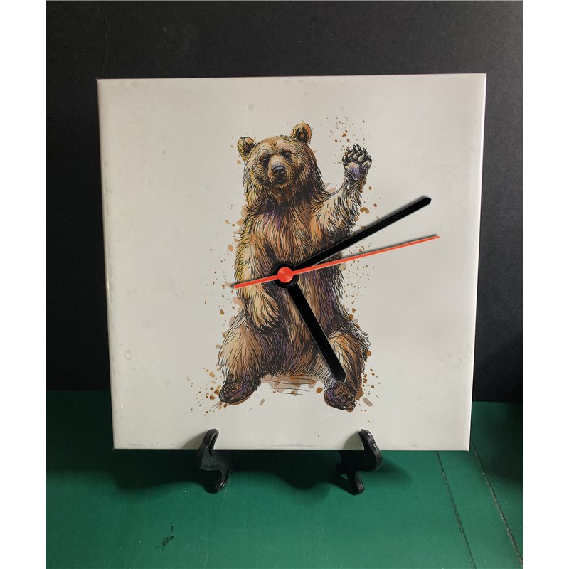 Tech 20cm Ceramic Tile Desk/Wall Clock   -  Bear(4)