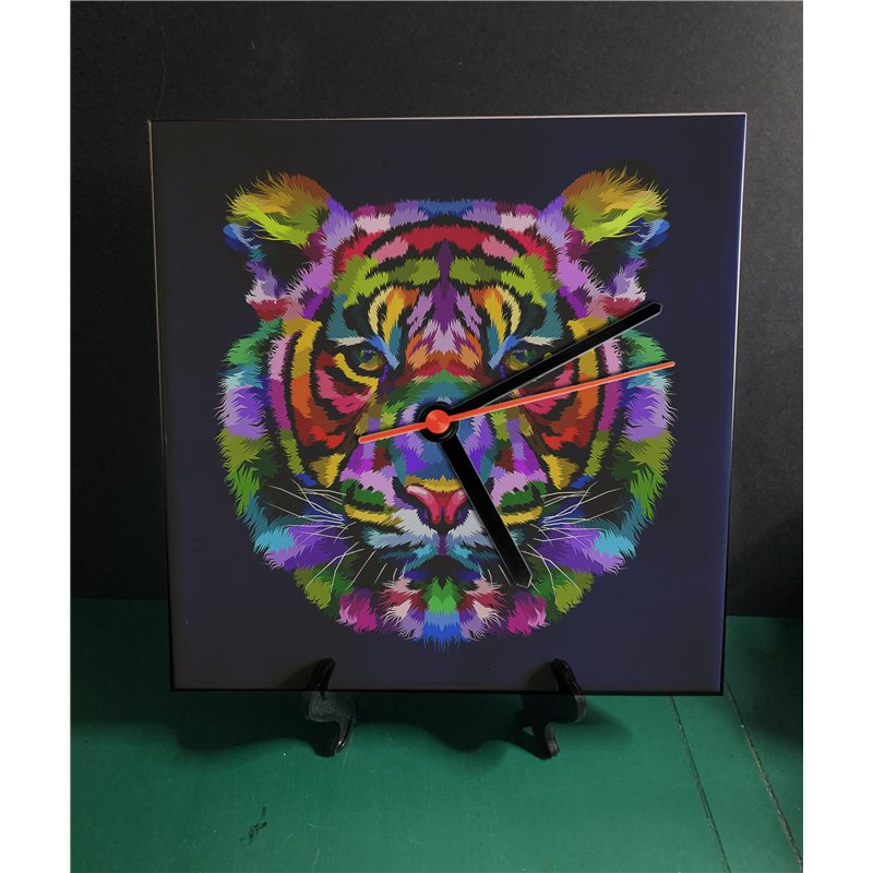 Tech 20cm Ceramic Tile Desk/Wall Clock   -  Big Cat (5)