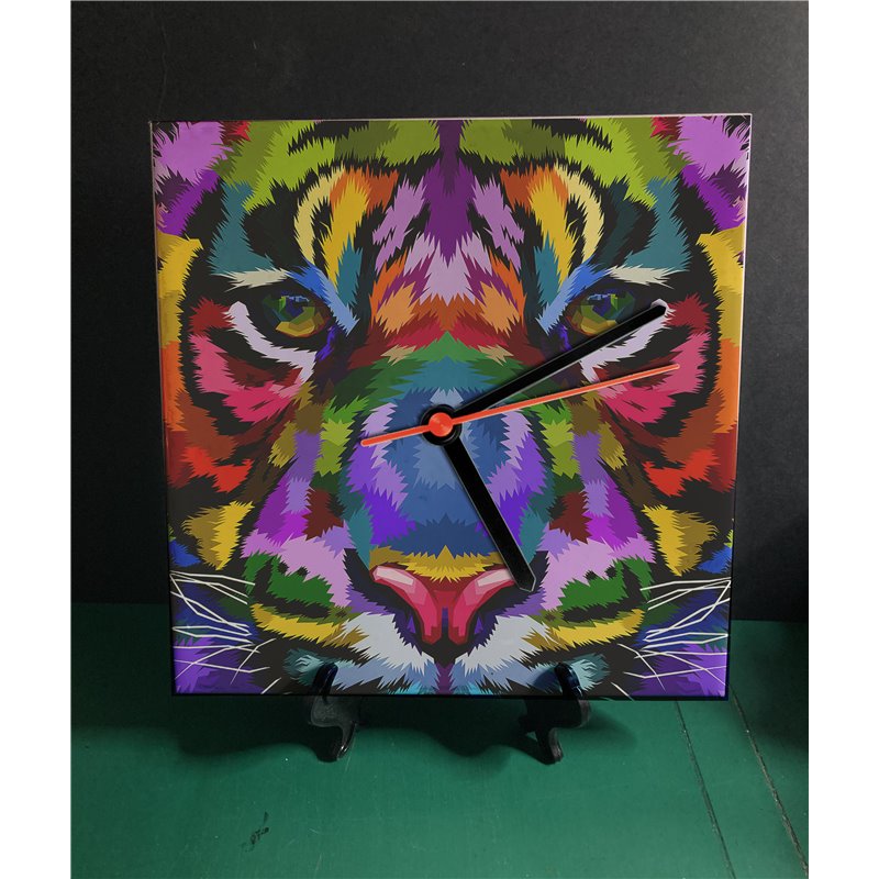 Tech 20cm Ceramic Tile Desk/Wall Clock   -  Big Cat (6)