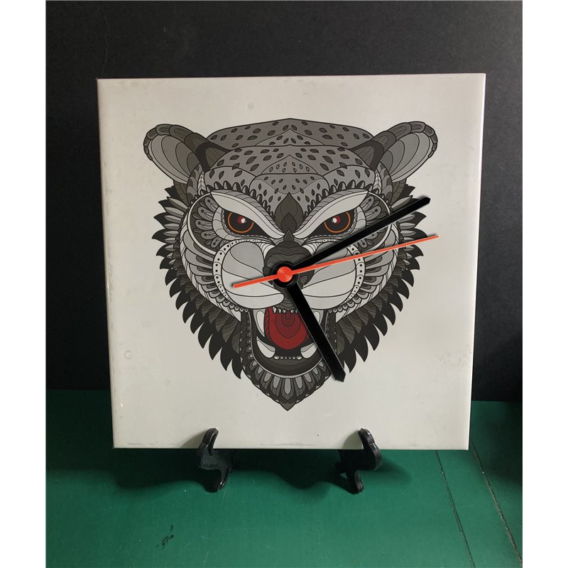 Tech 20cm Ceramic Tile Desk/Wall Clock   -  Big Cat (8)