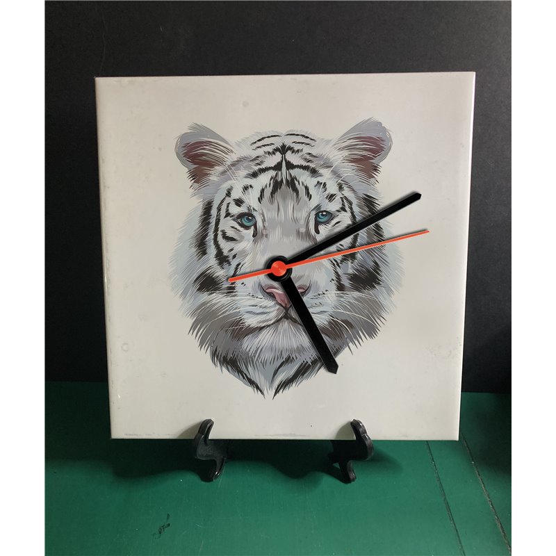 Tech 20cm Ceramic Tile Desk/Wall Clock   -  Big Cat (15)