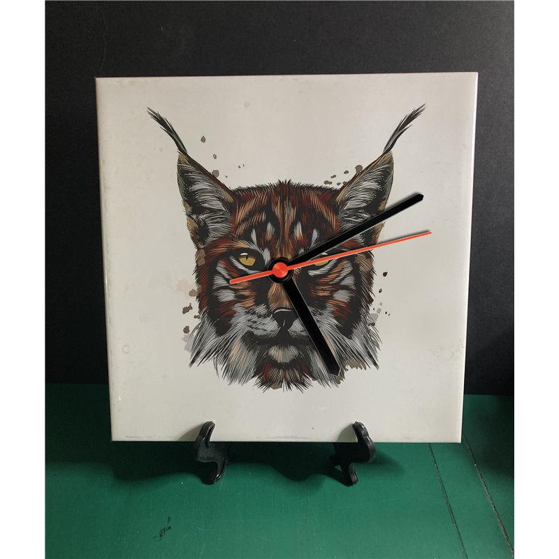 Tech 20cm Ceramic Tile Desk/Wall Clock   -  Big Cat (17)