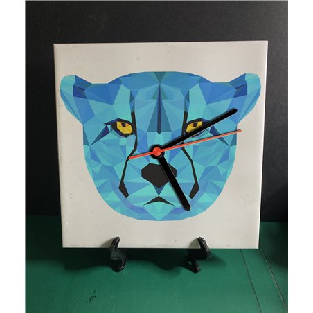 Tech 20cm Ceramic Tile Desk/Wall Clock   -  Big Cat (21)