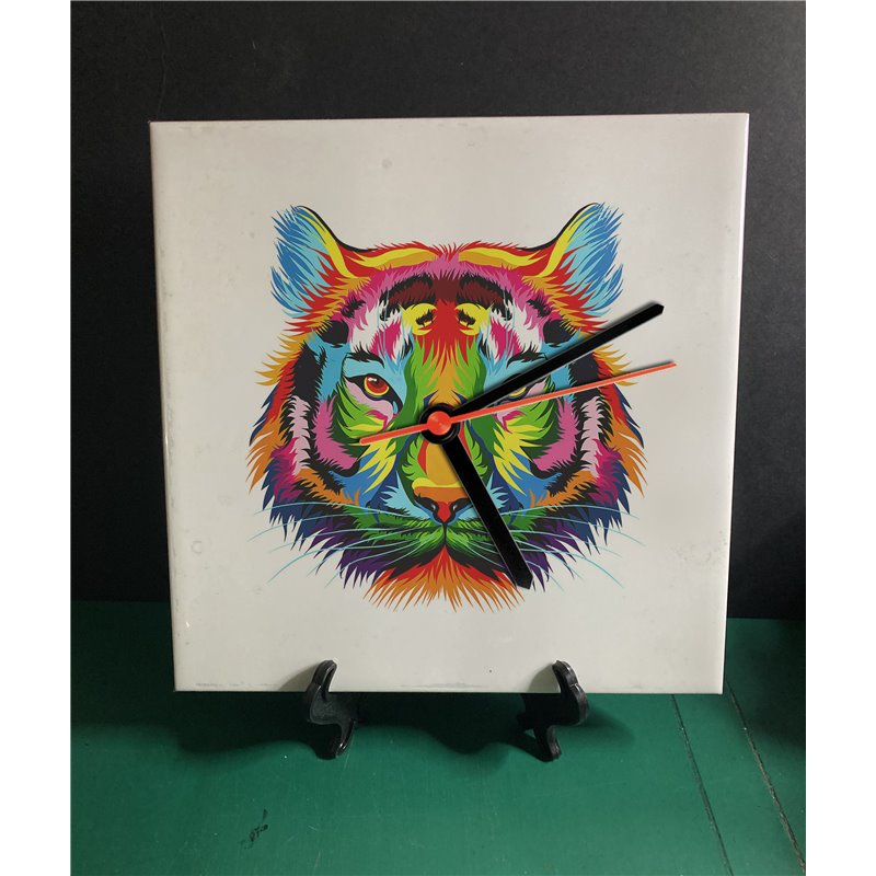 Tech 20cm Ceramic Tile Desk/Wall Clock   -  Big Cat (28)