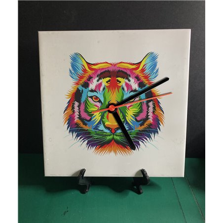 Tech 20cm Ceramic Tile Desk/Wall Clock   -  Big Cat (28)