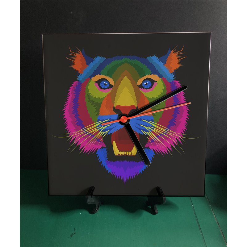 Tech 20cm Ceramic Tile Desk/Wall Clock   -  Big Cat (30)