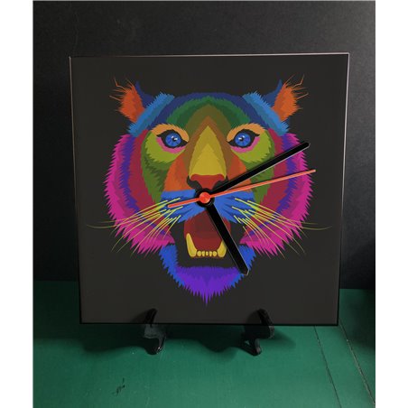 Tech 20cm Ceramic Tile Desk/Wall Clock   -  Big Cat (30)