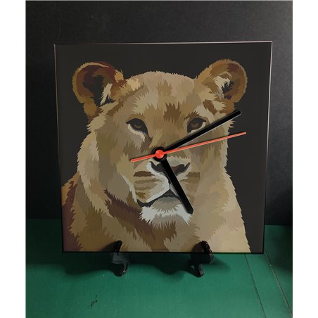 Tech 20cm Ceramic Tile Desk/Wall Clock   -  Big Cat (40)