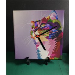 Tech 20cm Ceramic Tile Desk/Wall Clock   -  Cat (2)