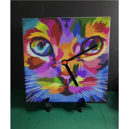 Tech 20cm Ceramic Tile Desk/Wall Clock   -  Cat (4)