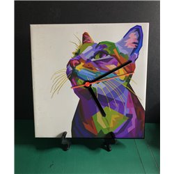 Tech 20cm Ceramic Tile Desk/Wall Clock   -  Cat (9)