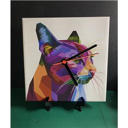 Tech 20cm Ceramic Tile Desk/Wall Clock   -  Cat (10)