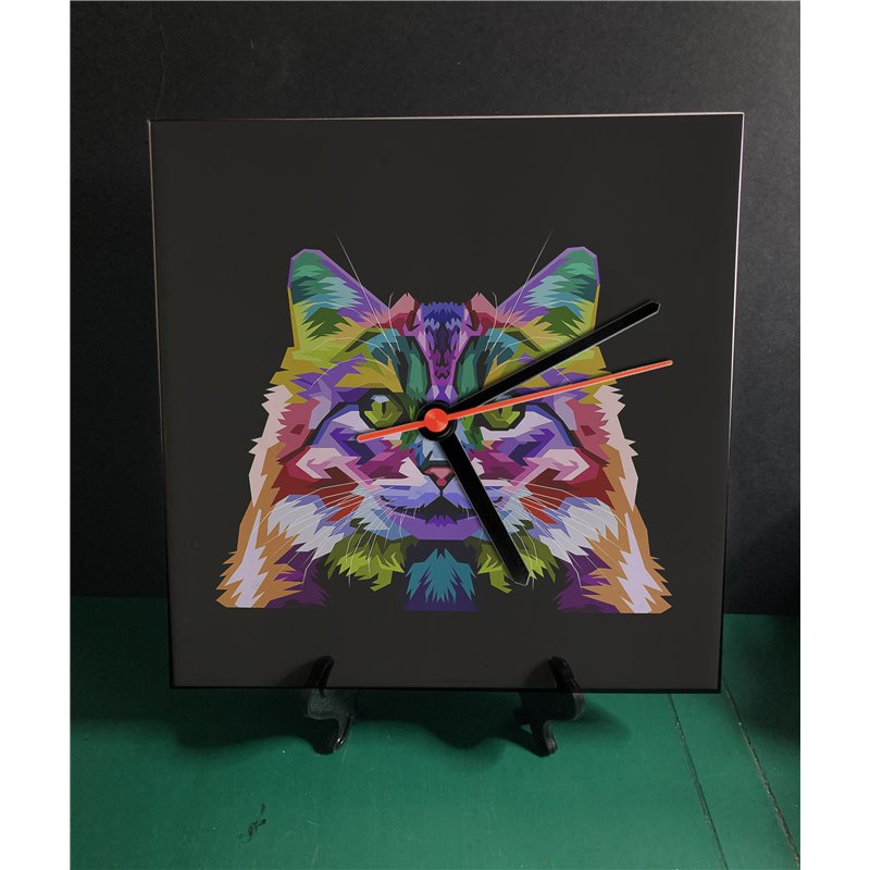 Tech 20cm Ceramic Tile Desk/Wall Clock   -  Cat (11)