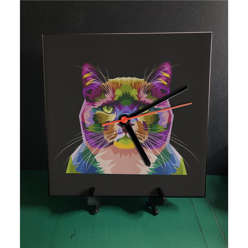 Tech 20cm Ceramic Tile Desk/Wall Clock   -  Cat (12)