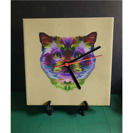 Tech 20cm Ceramic Tile Desk/Wall Clock   -  Cat (14)