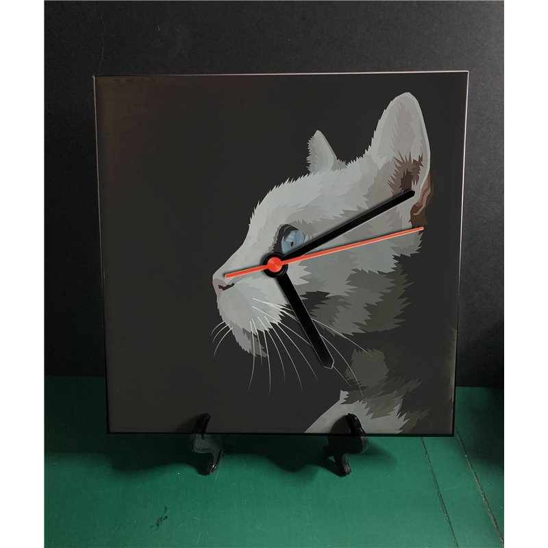 Tech 20cm Ceramic Tile Desk/Wall Clock   -  Cat (15)