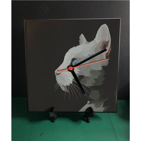 Tech 20cm Ceramic Tile Desk/Wall Clock   -  Cat (15)