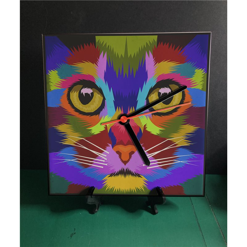 Tech 20cm Ceramic Tile Desk/Wall Clock   -  Cat (16)