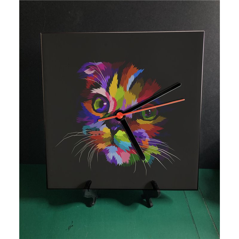 Tech 20cm Ceramic Tile Desk/Wall Clock   -  Cat (18)