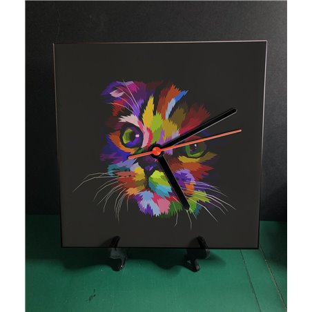 Tech 20cm Ceramic Tile Desk/Wall Clock   -  Cat (18)