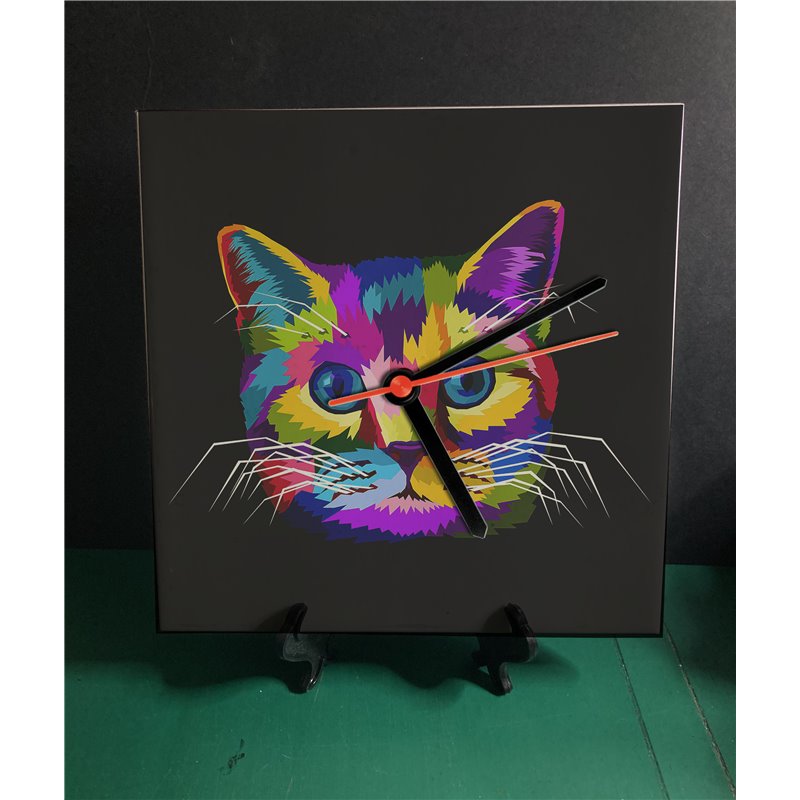 Tech 20cm Ceramic Tile Desk/Wall Clock   -  Cat (19)