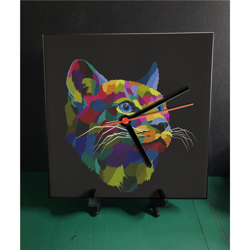 Tech 20cm Ceramic Tile Desk/Wall Clock   -  Cat (20)