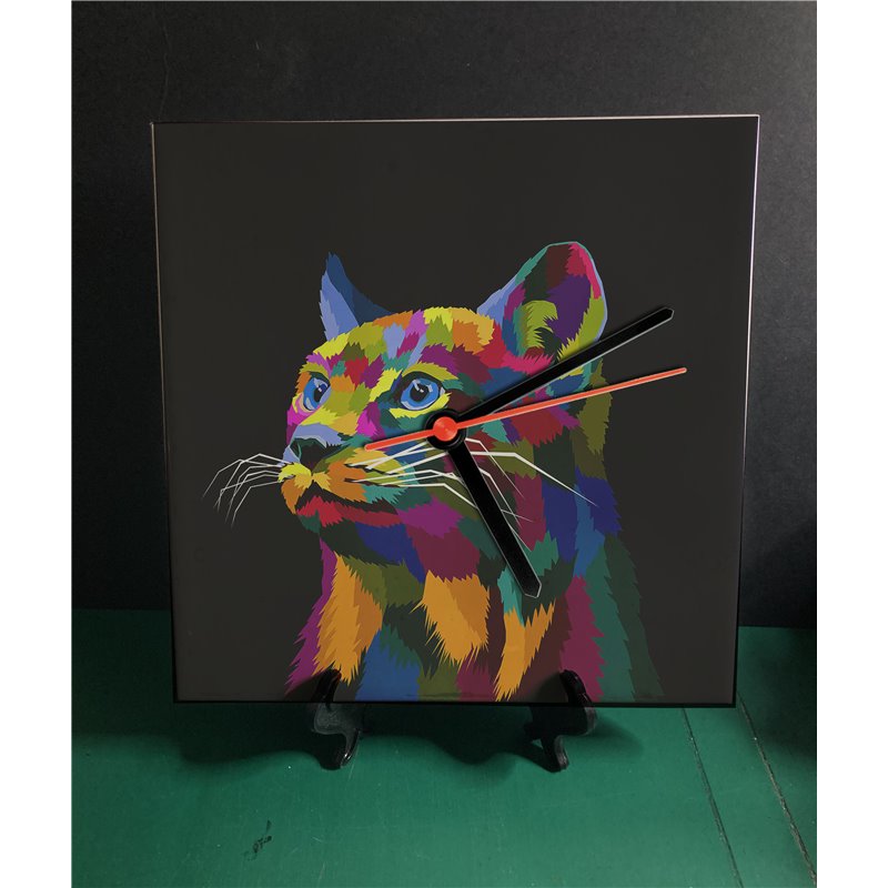 Tech 20cm Ceramic Tile Desk/Wall Clock   -  Cat (21)