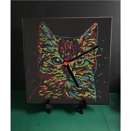 Tech 20cm Ceramic Tile Desk/Wall Clock   -  Cat (23)