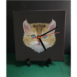 Tech 20cm Ceramic Tile Desk/Wall Clock   -  Cat (27)