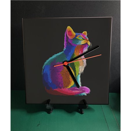 Tech 20cm Ceramic Tile Desk/Wall Clock   -  Cat (29)