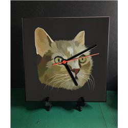 Tech 20cm Ceramic Tile Desk/Wall Clock   -  Cat (30)