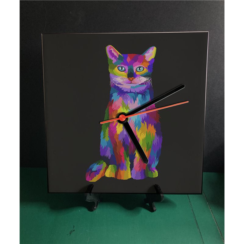 Tech 20cm Ceramic Tile Desk/Wall Clock   -  Cat (31)