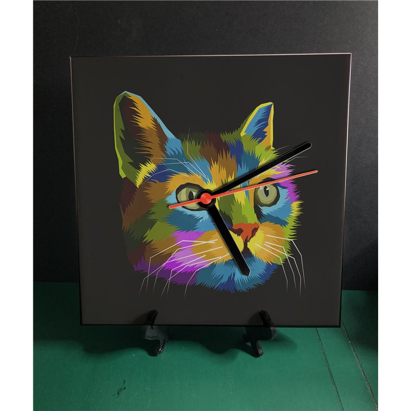 Tech 20cm Ceramic Tile Desk/Wall Clock   -  Cat (32)