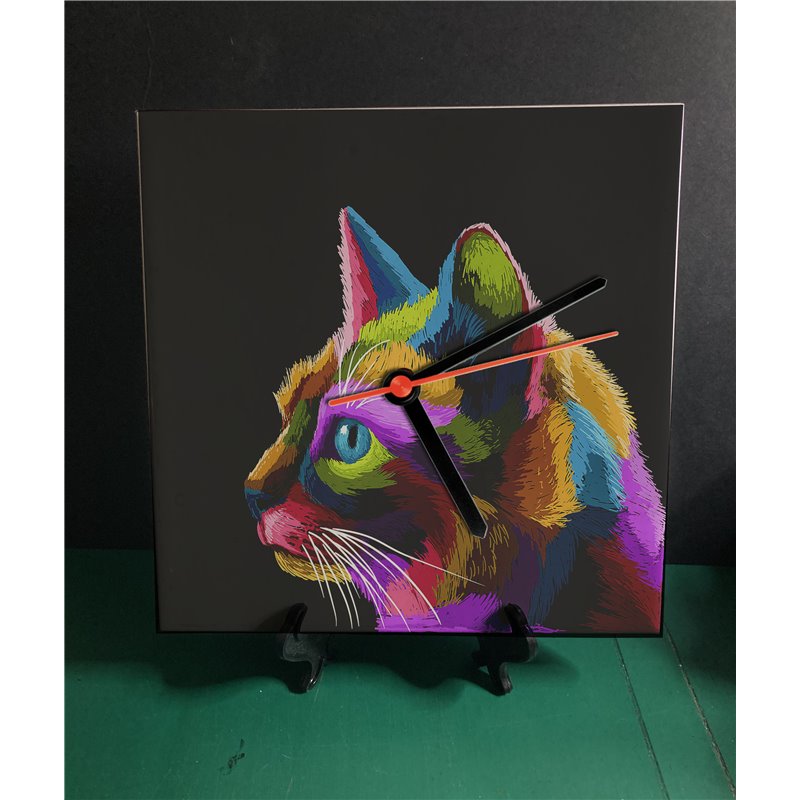 Tech 20cm Ceramic Tile Desk/Wall Clock   -  Cat (33)