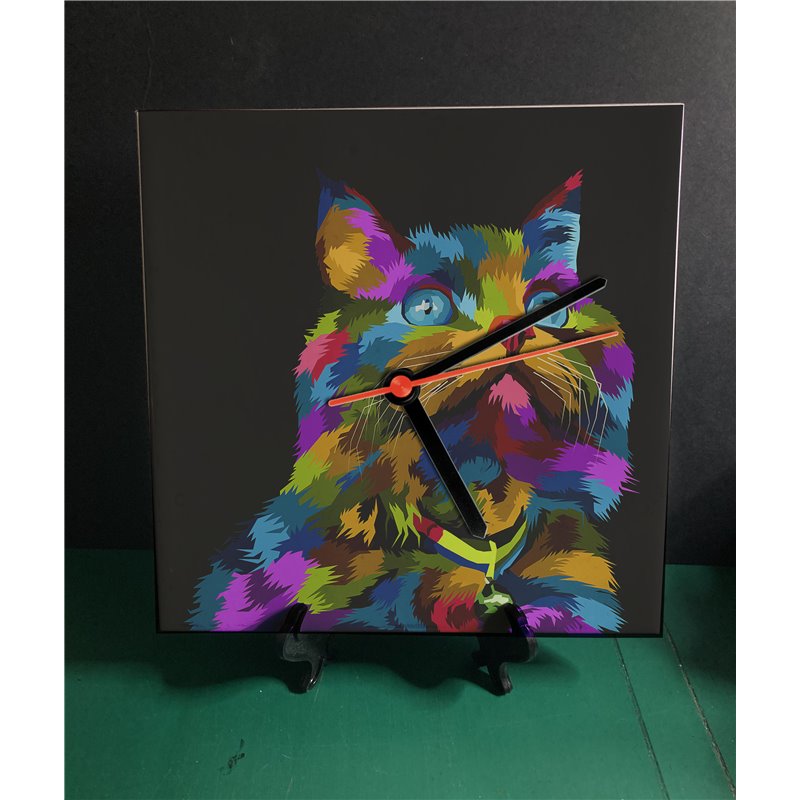 Tech 20cm Ceramic Tile Desk/Wall Clock   -  Cat (36)