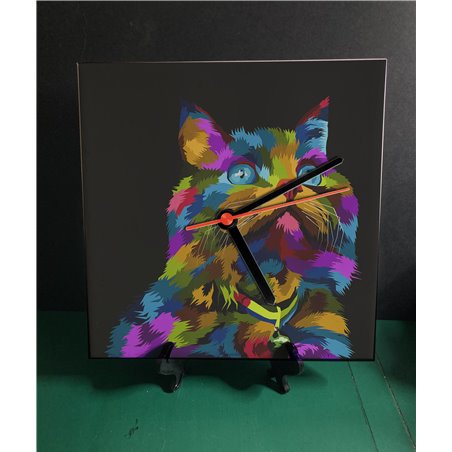 Tech 20cm Ceramic Tile Desk/Wall Clock   -  Cat (36)