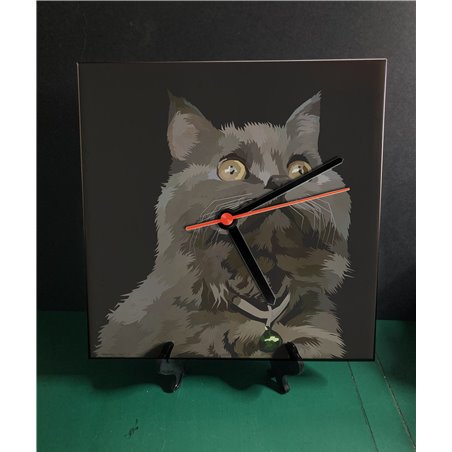 Tech 20cm Ceramic Tile Desk/Wall Clock   -  Cat (37)