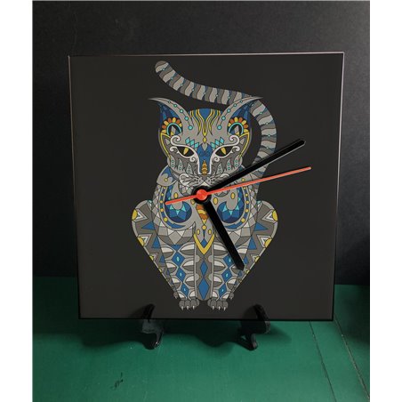 Tech 20cm Ceramic Tile Desk/Wall Clock   -  Cat (38)